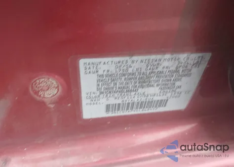 2016 Nissan Versa 1.6 S+ z USA, uszkodzony, nr VIN 3N1CN7AP4GL868442